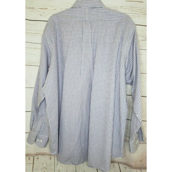 Eagle Reg Fit Non Iron Stretch Collar Violet Blue Mini Checkered 17 1/2 34/35 - Picture 6 of 12